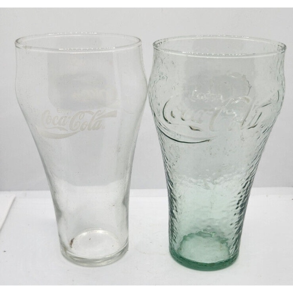 2 Vintage Glass Coca-Cola Drinking Glasses